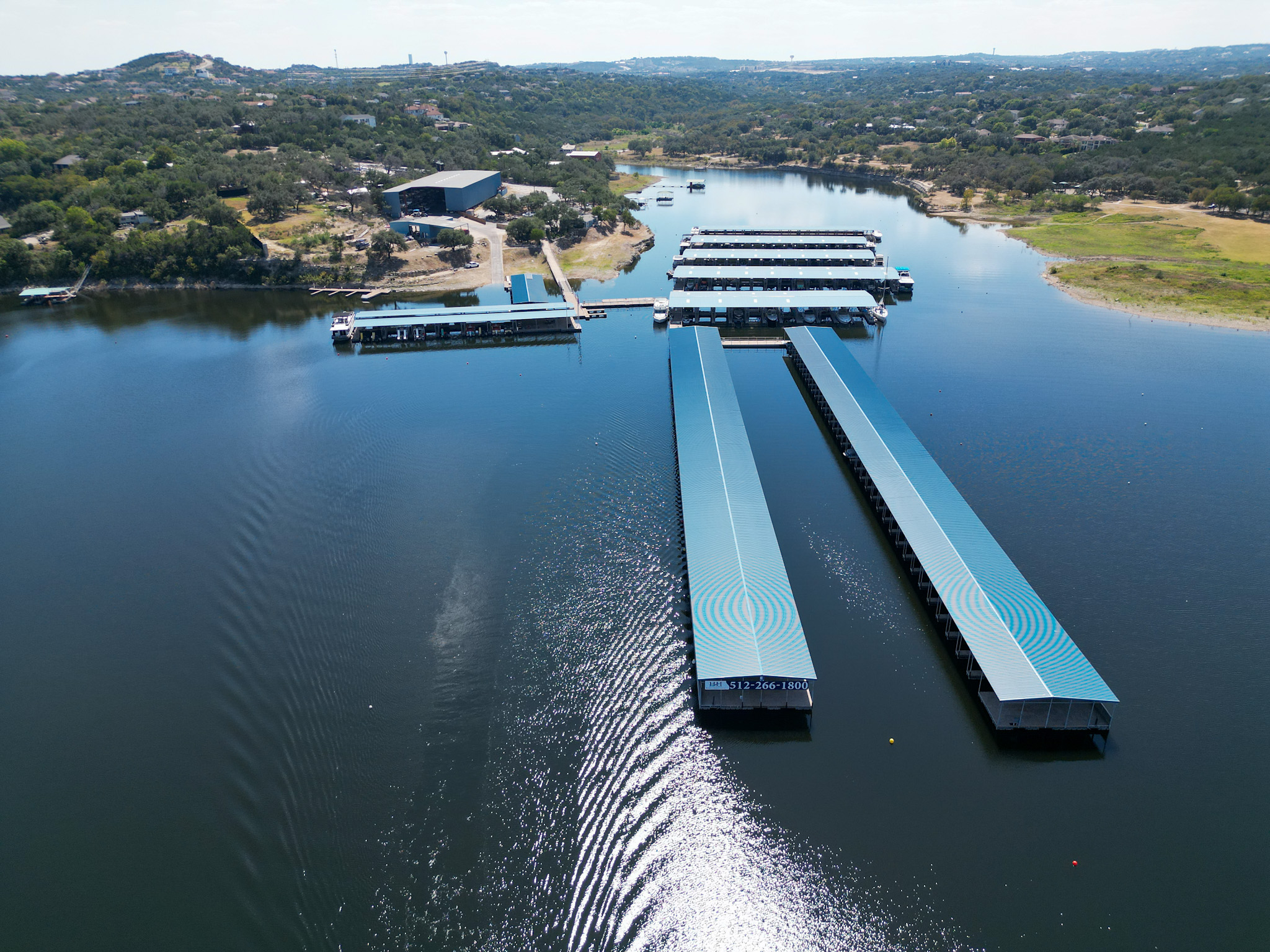 Aerial view Hurst Harbor Marina Lake Travis